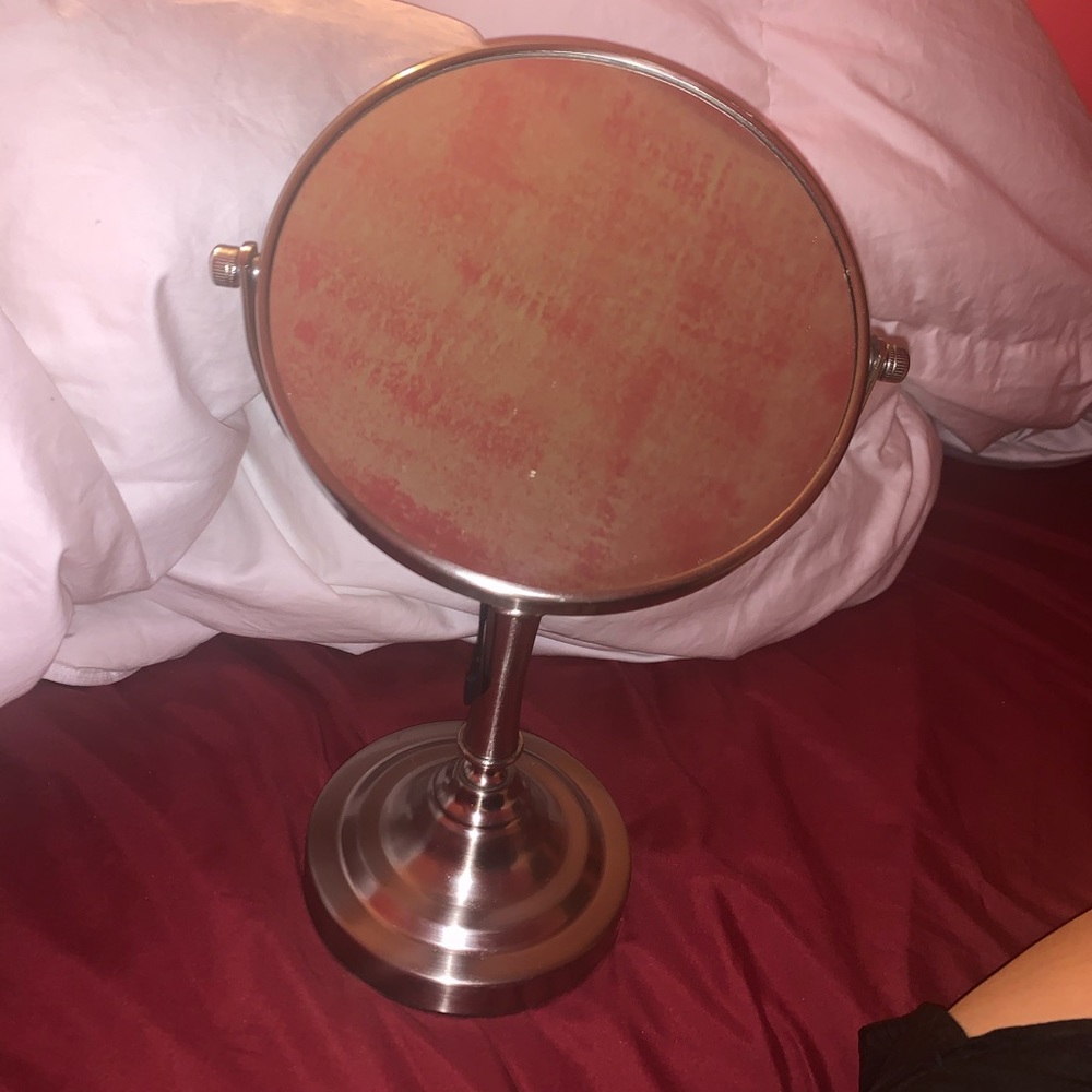 Silver makeup mirror